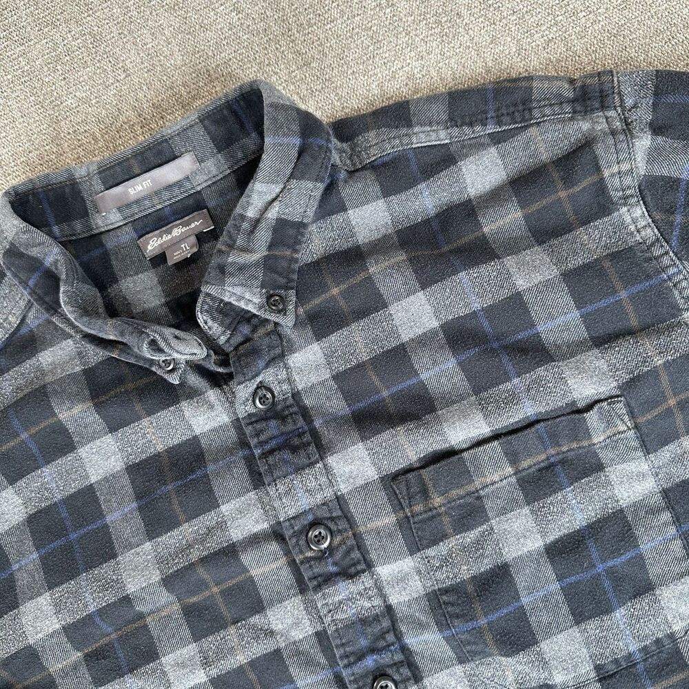Eddie Bauer Men's Tall Large Slim Fit Flannel Plaid Long Sleeve Outdoors